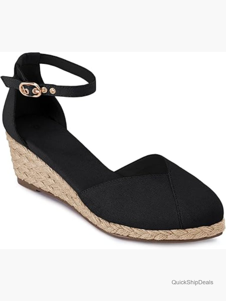 Womens Espadrilles Sandals Closed Toe Platform Ankle Strap Casual Summer Wedges